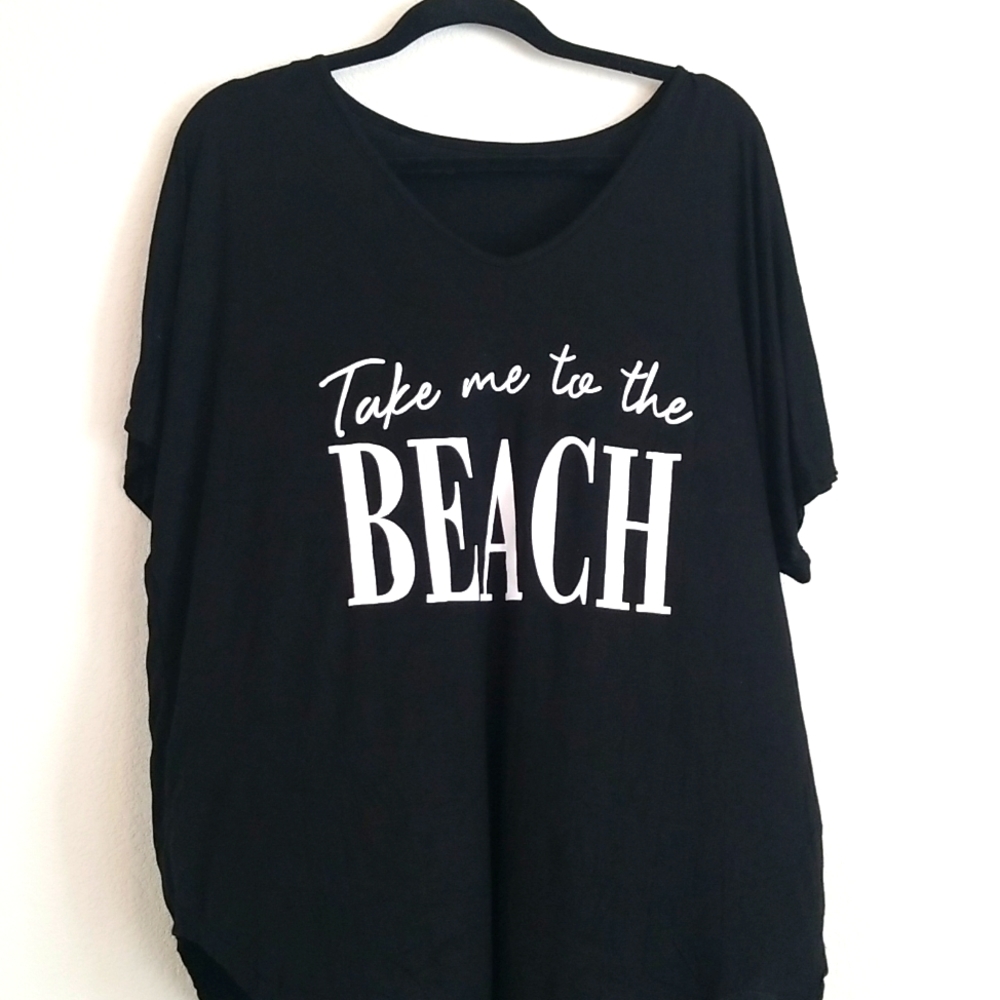 V neck "take me to the beach" tee OS
